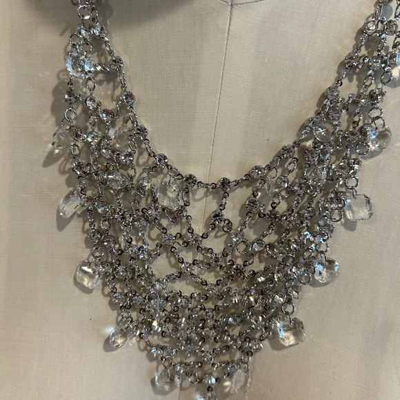 Anthropologie Silver Crystal Statement - Picture 2 of 4